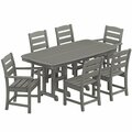 Polywood Lakeside 7-Piece Slate Grey Dining Set with Nautical Table 633PWS6241GY